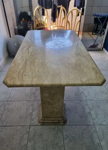 Mesa de Jantar em Mármore Travertino + Aparador - Pedra Natural