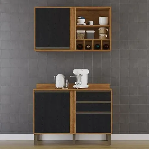 Kit Cozinha Balcão e Aéreo Pérola 1 Porta - Entrega/Montagem Grátis Fortaleza