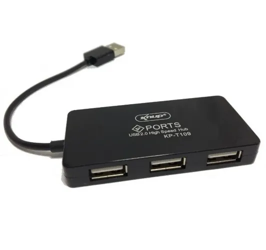 Mini Hub Usb 2.0 4 Portas Slim 480mbps Knup Kp-t109 Preto