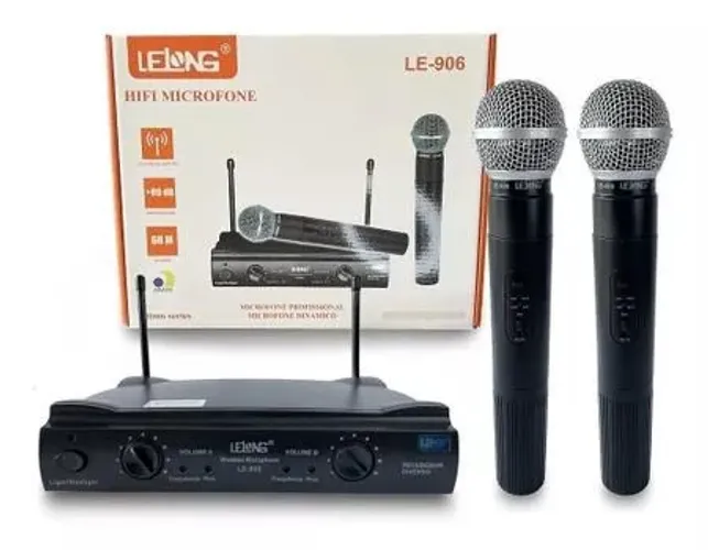 (NOVO) Kit Microfones Sem Fio Lelong LE-906 UHF