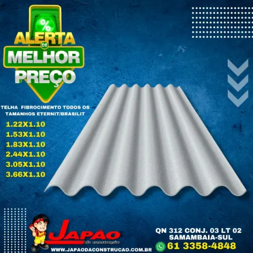 Telha Fibrocimento Vários Tamanhos em Oferta Melhor Preço do DF, Temos 16 Lojas
