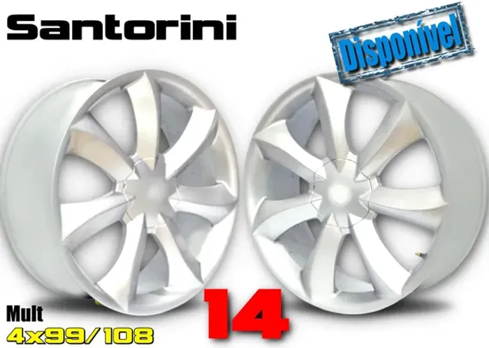 Roda aro 14 New Santorini Prata multi furos 4x100 e 4x108 jogo novo