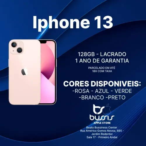Iphone 13 128 Gb Rosa | Lacrado Novo | Loja Fisica