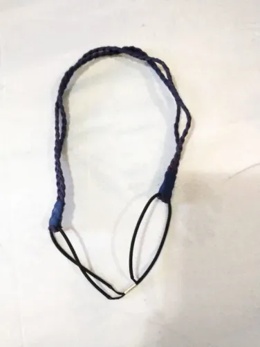 Tiara de cabelo couro trançado azul