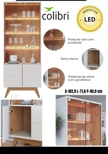 Cristaleira Noronha com Led **novo na caixa**