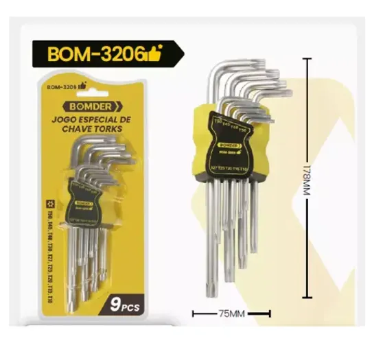 KIT JOGO DE CHAVES TORQUE 9 PEÇAS BOMVINK BOM-3206