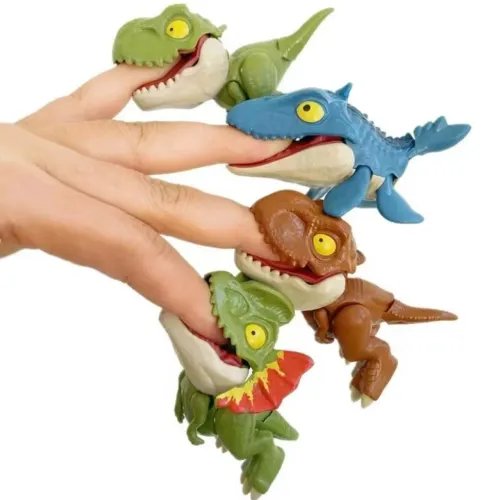 Kit 3 Bonecos Dinossauro Morde Dedo Miniatura Animais Rex