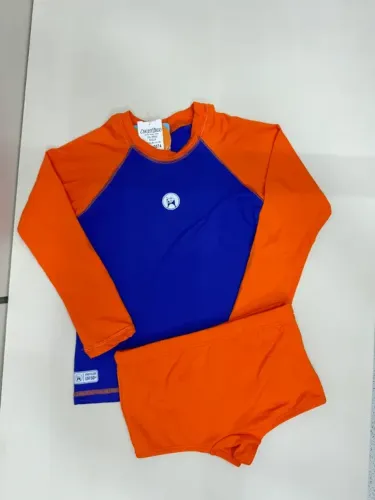 Conjunto Sunga Boxer Infantil e Blusa proteção uv+ bicolor moda praia
