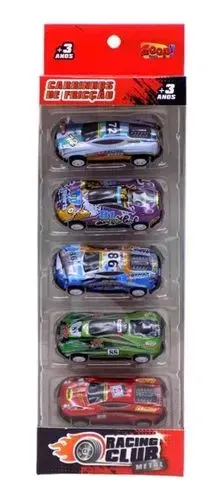 Kit de carrinhos de metal com fricção da marca Zoop Toys, chamado "Racing Club". 