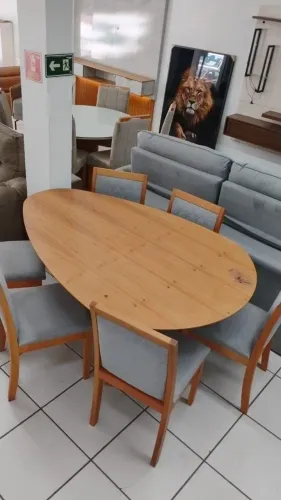 Mesa Oval De Sala De Jantar Com 6 Cadeiras