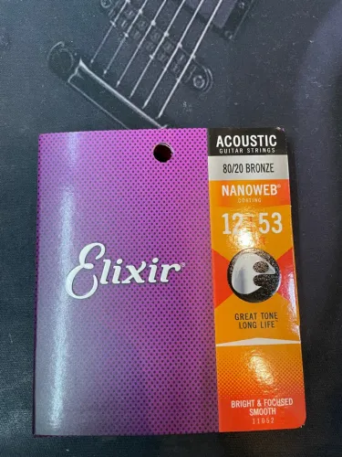 Cordas encordoamento Elixir 12-53 bronze 80-20 para violão acústico