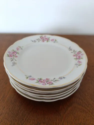 Conjunto de 6 pratos de sobremesa de porcelana
