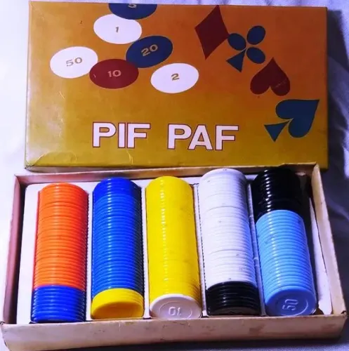 Fichas de Poker Antigas Anos 70/80 Pif Paf na caixa original Perfeito Estado
