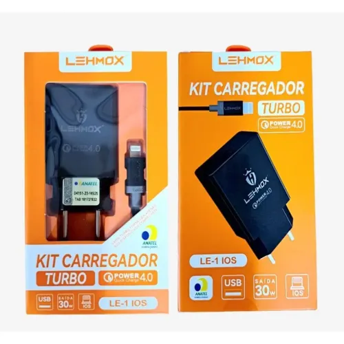 Carregador Turbo 30W p/ celular c/ cabo USB Tipo C, v8 ou iphone (Novo) Não faço entregas