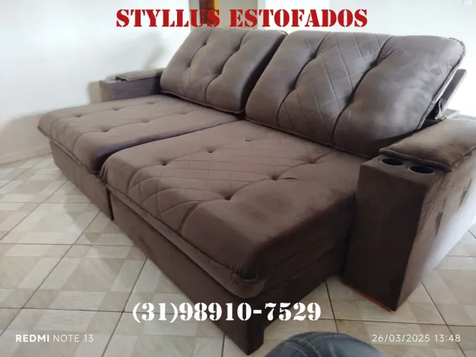 Sofá retrátil  com molas ensacadas Estofado - Novo