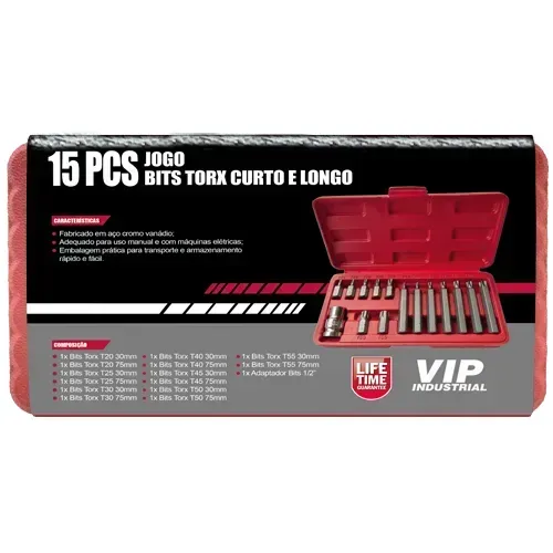 JOGO BITS TORX C/15PCS VIP INDUSTRIAL