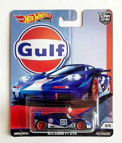 MCLAREM F1 GTR GULF HOT WHEELS PREMIUM CAR CULTURE RODAS DE BORRACHA NOVO BLISTER LACRADO 