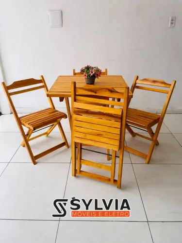 Conjunto dobrável madeira pereira 