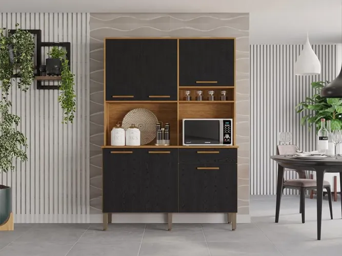 Kit Cozinha 6 Portas 1 Gaveta 1.40m Largura