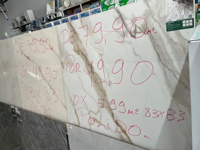 Porcelanato Polido 83x83 - R$ 49,90 m²