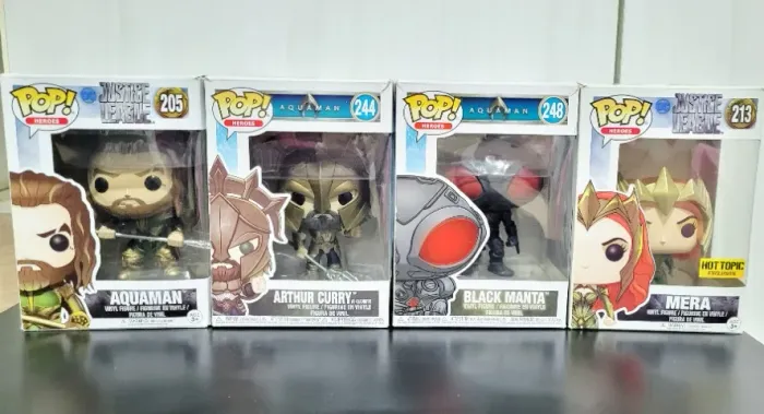 Funko Pop Kit Aquaman, Mera, Black Manta E Arthur Curry