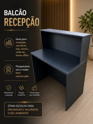 Balcão de Recepção Preto - Excelente Estado
