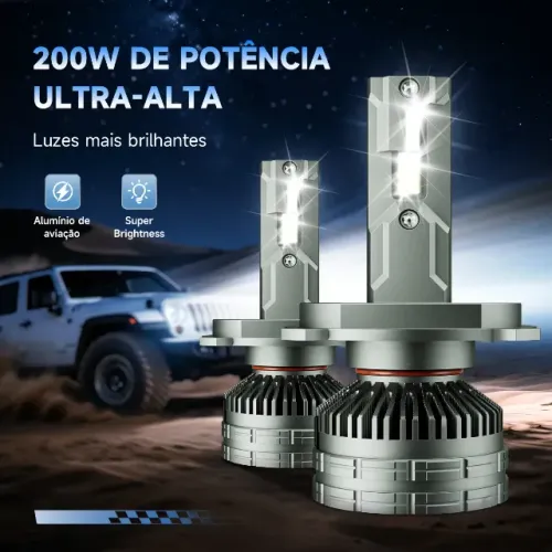 Instalação Lâmpadas Ultra Led Luz Branca 20.000 Lúmens Forte Universal H4 e H1 6500k