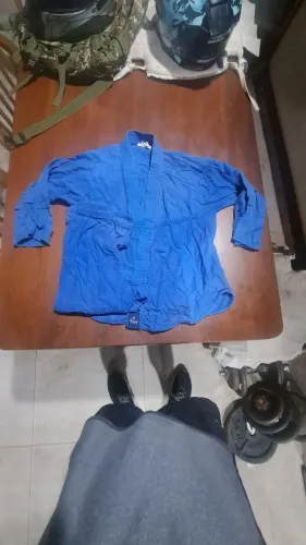 Kimono jiu-jitsu jaqueta e calça + faixa branca, tamanho m1 azul usado