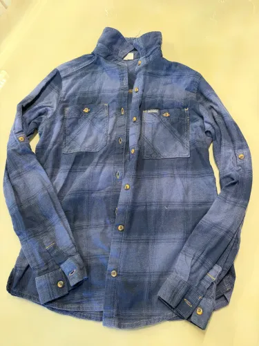 Camisa Columbia azul xadrez tam XP