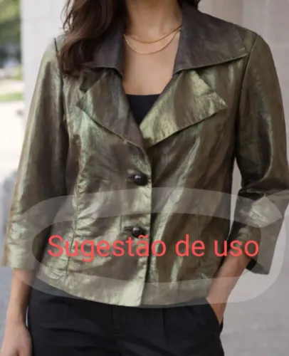 blusa manga curta verde detalhe tecido brilhante elae
