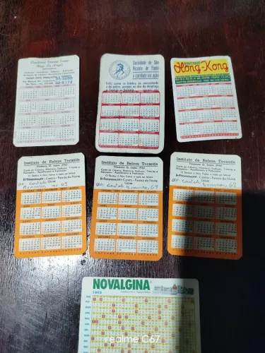 Calendários de bolso vintage ano 1981, 1989 e 2002
