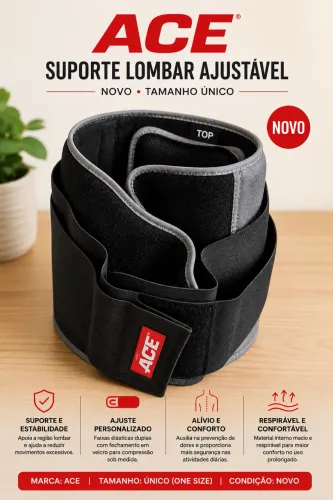 Cinta / Suporte Lombar ACE Ajustável - Novo - Tamanho Único