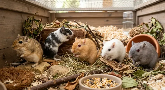 Gerbil ( esquilo da Mongólia) filhotes.