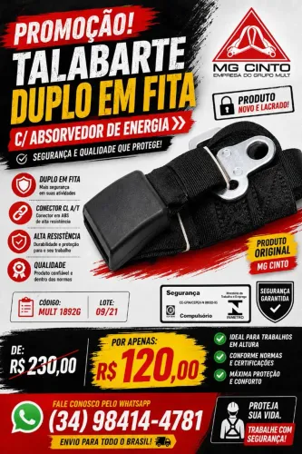 Tabalarte de cinto de segurança profissional lacrado com certificado