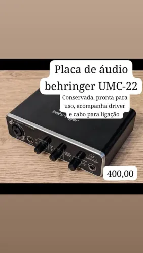 Placa de Áudio Behringer U-phoria UMC22