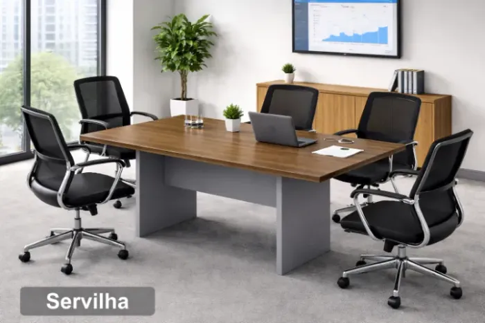 Mesa de Reunião Escritório 0,75x2,00x1,00cm (SERVILHA + BRANCO) ENTREGAMOS!!