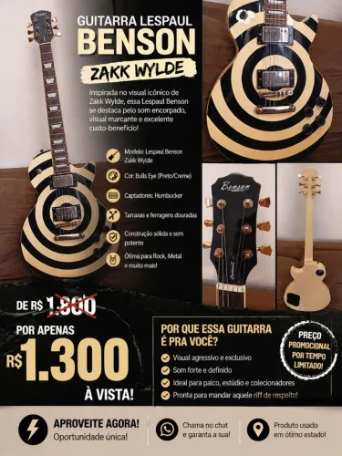 OPORTUNIDADE! Guitarra Lespaul Benson Jakk Wylde