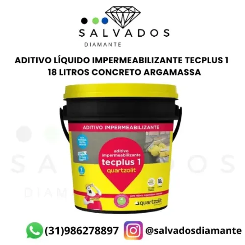 Impermeabilizante Aditivo Para Concreto e Argamassa Quartzolit Tecplus 1 18 Litros - NOVO