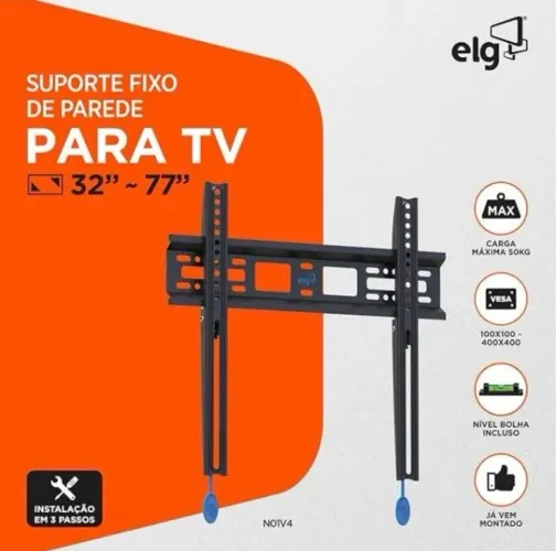Suporte fixo de parede para TVs de 32 a 77 polegadas.