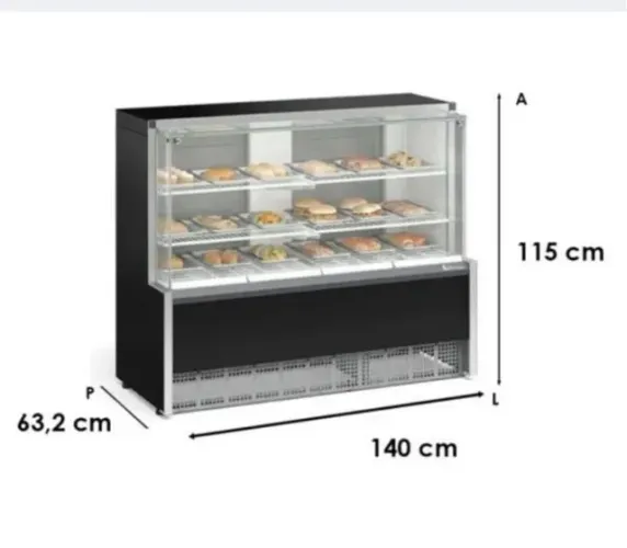 BALCAO / VITRINE ESTUFA COM BANDEJA AURORA 1,40M MEQA-140 R PR 220V