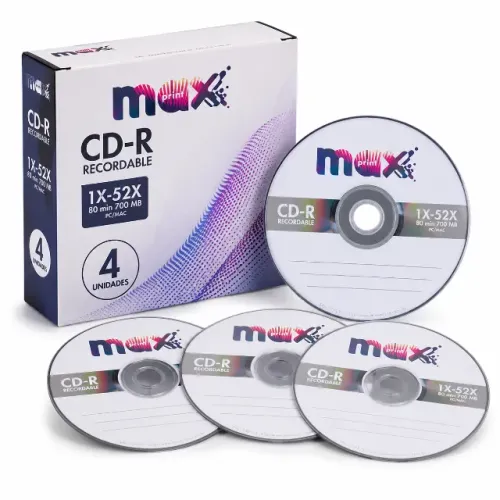 Kit com 4 CDs Virgens Maxprint CD-R 700MB 80 Min 52X | Gravável | PC/Mac | Alta Qualidade