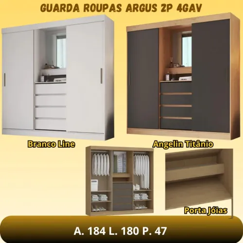 Guarda Roupas Argus 2P, 4Gav