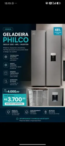 Geladeira Philco Eco inverter 481lts
