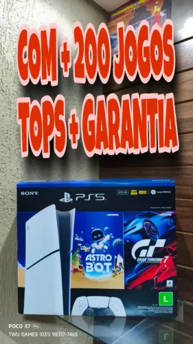 PS5 + 200 jogos tops + garantia 