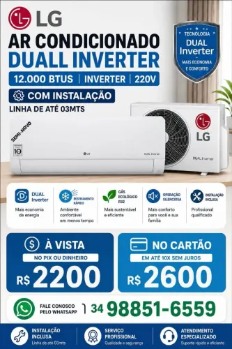 Ar condicionado LG Duall Inverter 12000Btus com instalação incluso