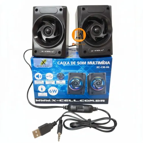 Caixa de Som 6W RGB Colorido com fio USB/ P2 para PC, Notebook etc XC-CM-06