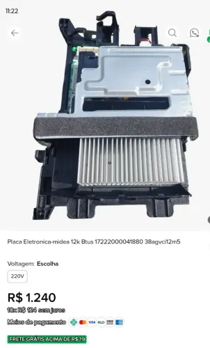 Comprei está placa da condensadora Midea Ou Carrie não cheguei a troca porque roubaram