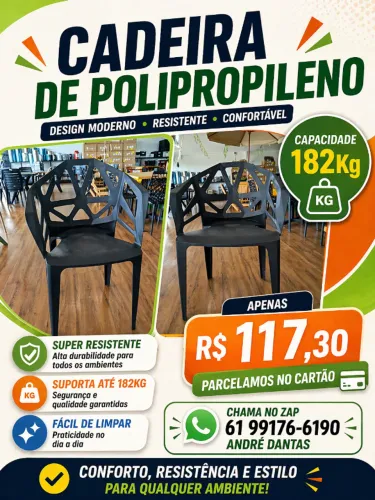 Cadeira de Polipropileno 182Kg