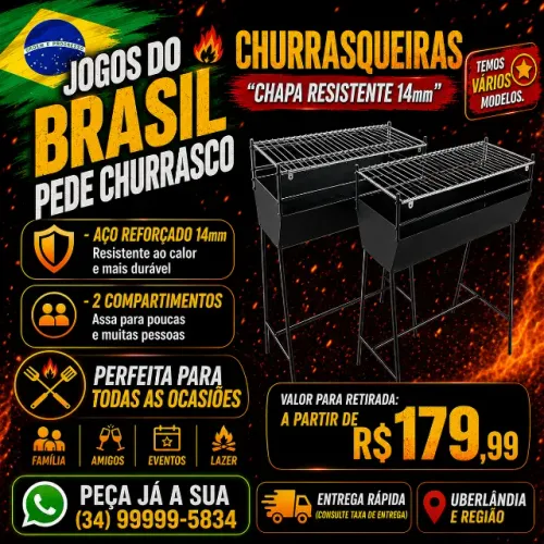 Churrasqueira fabricada com chapa 14 resistente