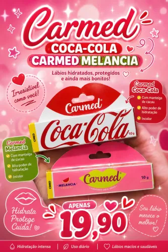 Carmed labial tem de melancia e coca cola apenas 19,90 unidade